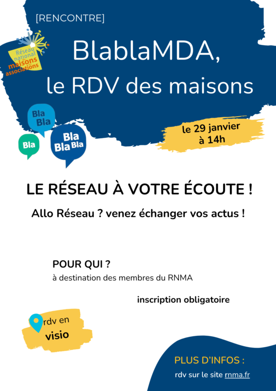 flyer Blabla MDA Le Réseau à votre écoute rdv le 6 février à 14h en visio